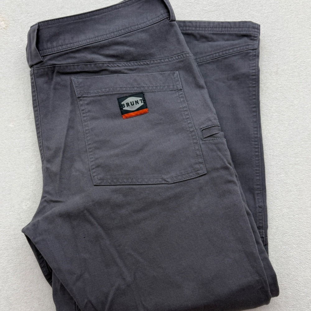 Brunt Workwear Pants Mens 38x30 Grey Utility Canvas Carpenter Straight Stretch